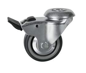 Single Bolt Hole, Swivel, Braked Wheel Castors