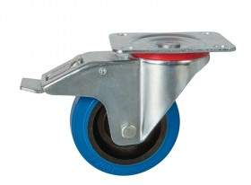 4 Hole Plate, Swivel, Braked Wheel Castor