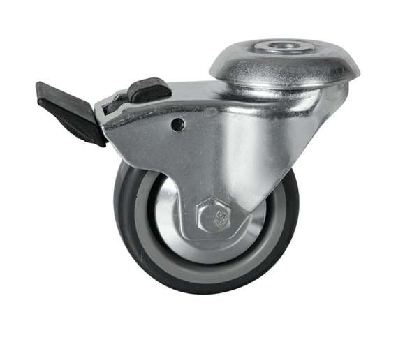 75Mm Bolt Hole Braked Greyã¶Rubber Tyre Swivel Castorã¶Light Dutyã¶Pt No Rt3A-Bhbgrey-Pb/Tg