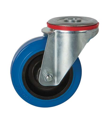 80Mm Bolt Hole Swivel Blueã¶Rubber Tyre Casterã¶Medium Dutyã¶Pt No Rt3Lbhblu