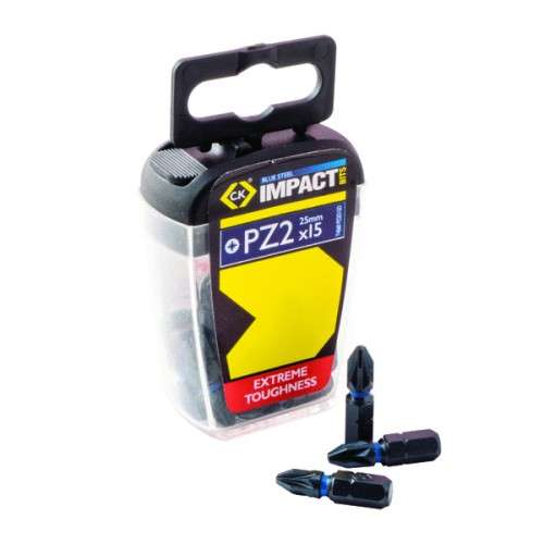 T4560-Pz2D15 Pz2 Bit 25Mm X15Pack Of 15Blue Steel Impact Driver Bits