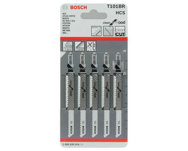 Bosch Jigsaw Blade T101Br Pk5¶Wood Down Cut T-Slotã¶Down Cutting Bladeã¶Pt No 2 608 630 014