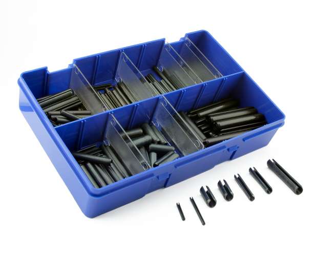 300 Piece Metric Spring Roll Pin Kit M2.5-M8 Self Colour Km105136