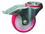 80MM BOLT HOLE BRAKED RED POLYÃÂÃÂ¶TYRE CASTORÃÂÃÂ¶MEDIUM DUTYÃÂÃÂ¶PT NO RT3LBHBPU-RB