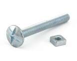 M5 x 10 Roofing Bolt & Square Nut Zinc Plated  