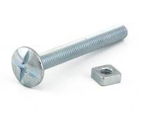 M10 x 140 Roofing Bolt & Square Nut Zinc Plated  